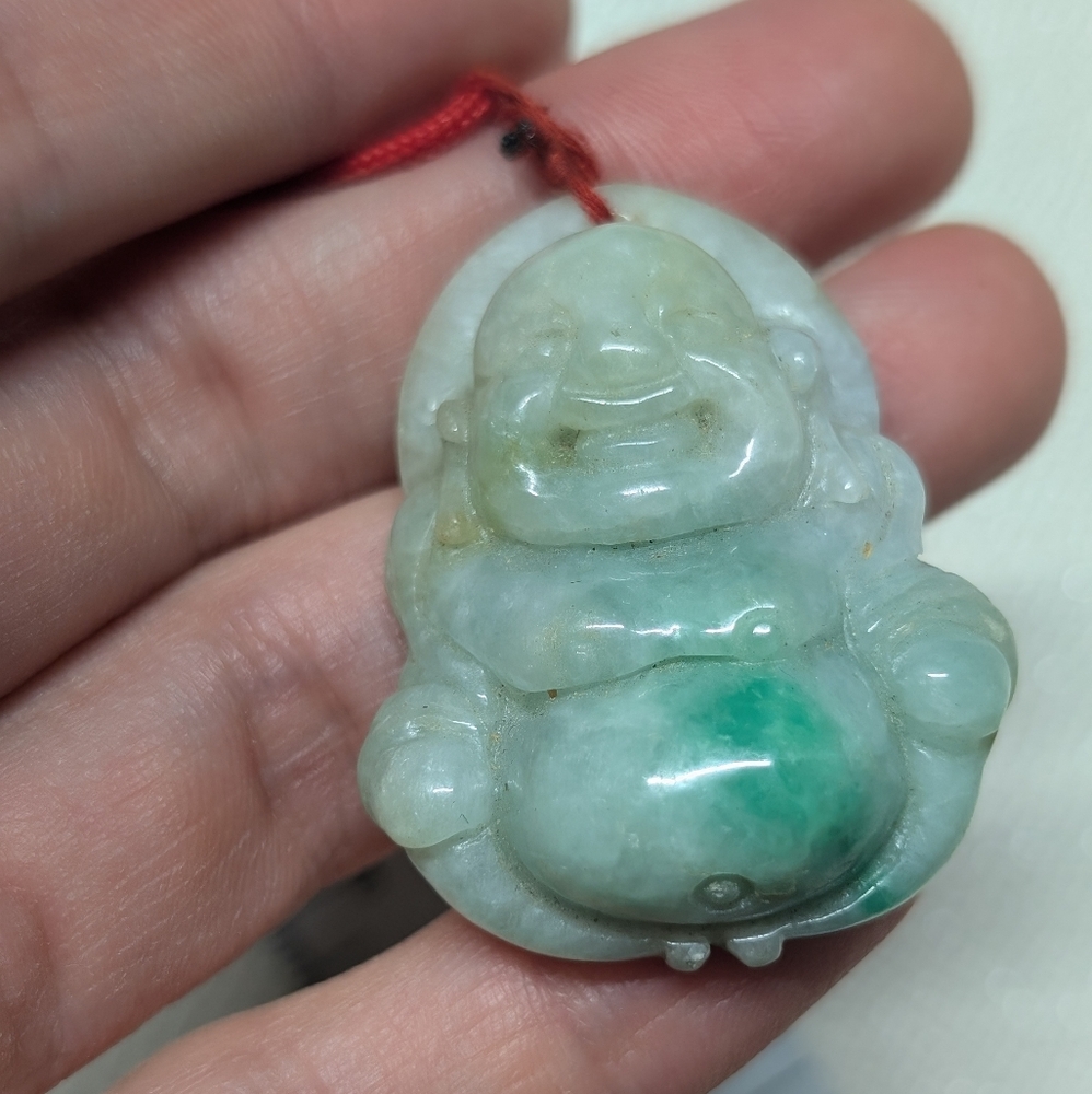 Green Jade Buddha Pendant Grade A Natural Lucky Buddha Protection Symbol